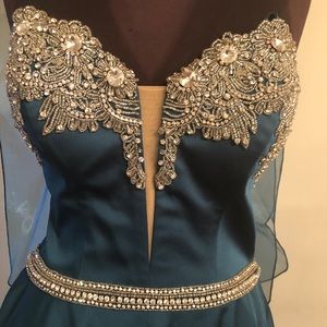 Emerald colored evening gown